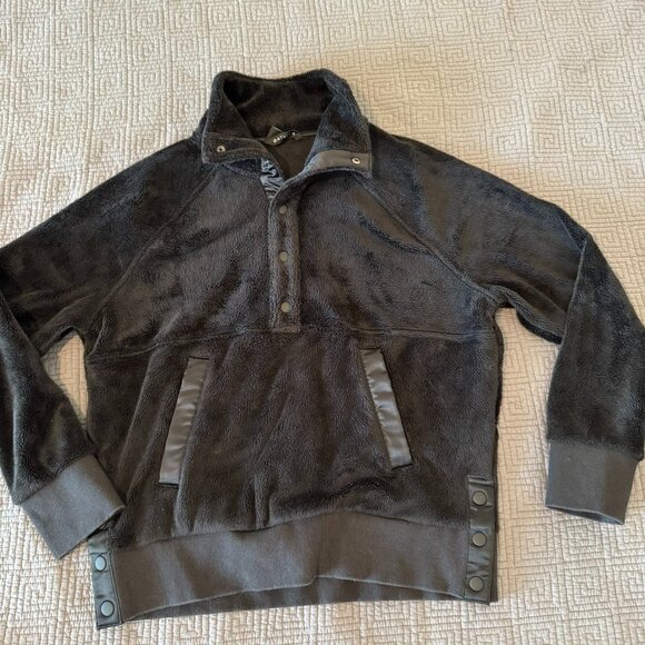 Athleta Cozy Karma Recover Snap Sweatshirt Black Sweater S - Picture 5 of 10